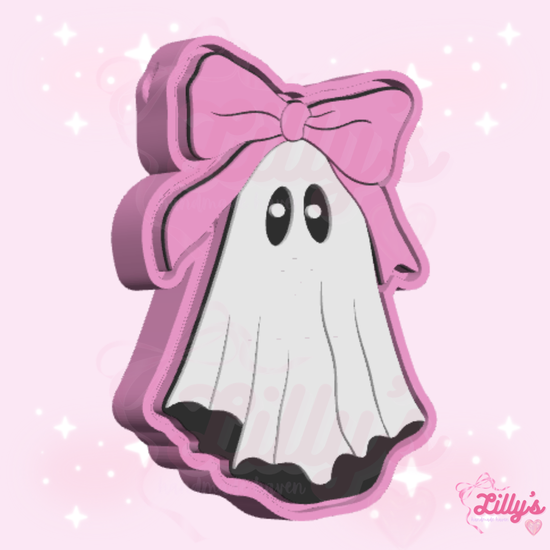 Ghost with Bow Fidget Clicker Keychain