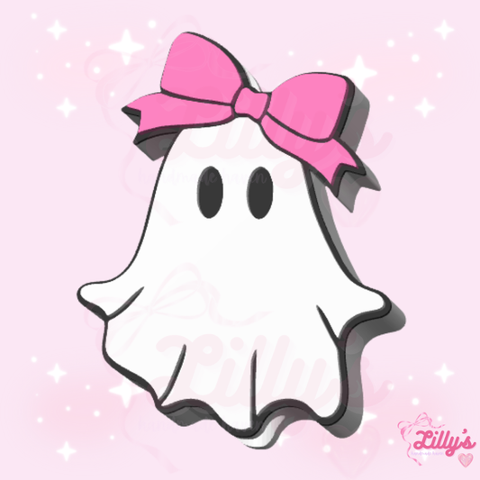 Ghost with Bow Straw Topper