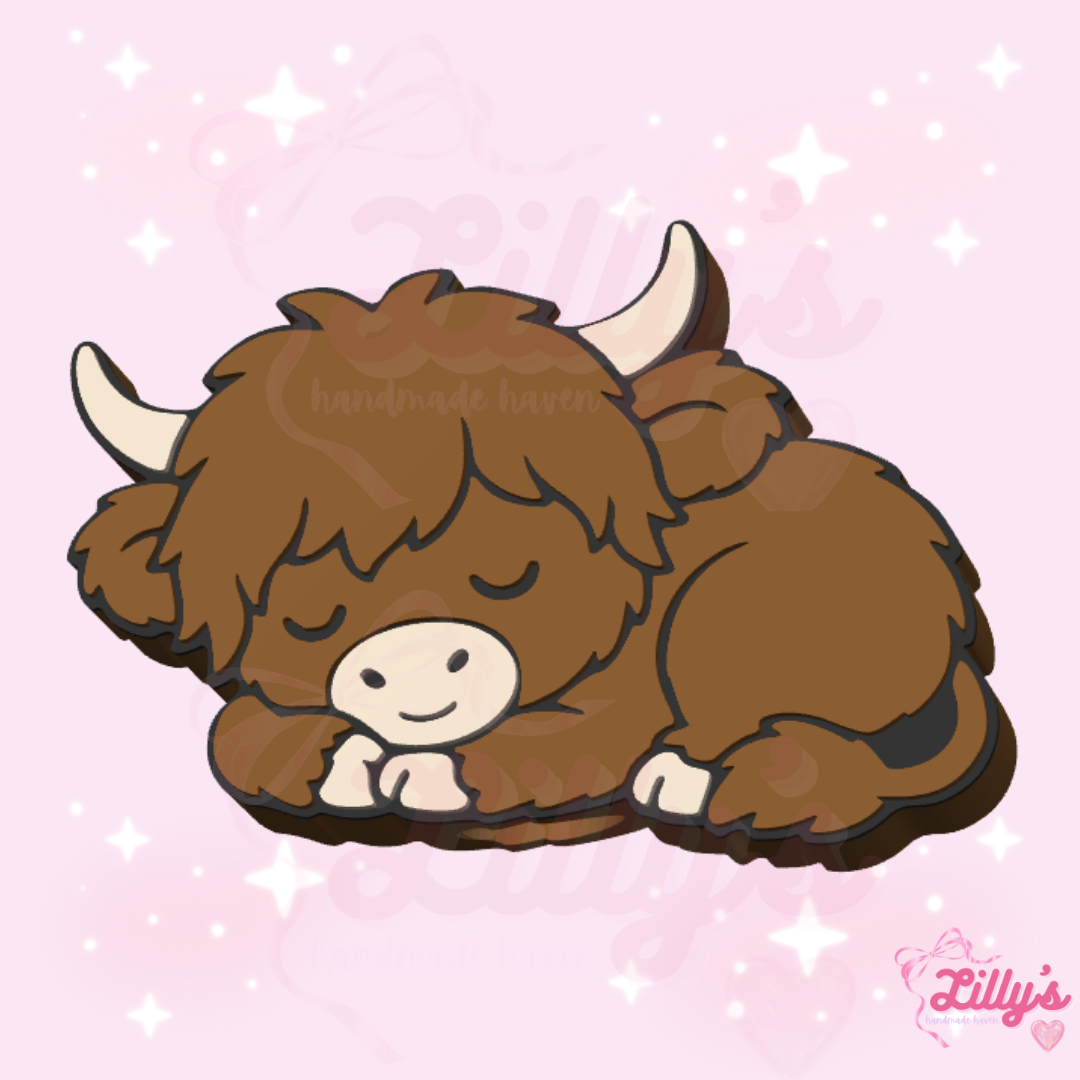 Sleeping Highland Cow Straw Topper
