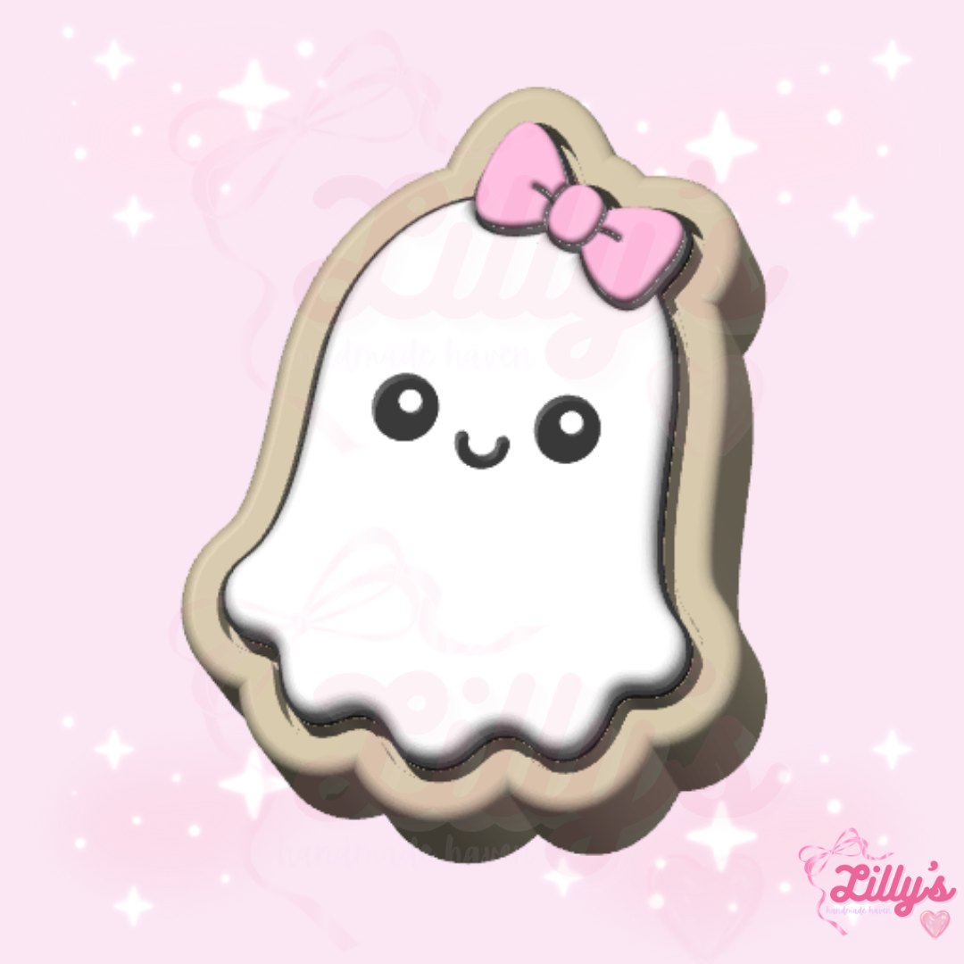 Cookie Ghost with Bow Fidget Clicker Keychain