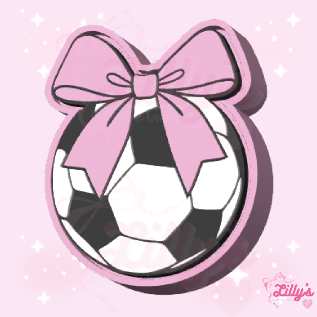Soccer Ball with Bow Clicker Keychain