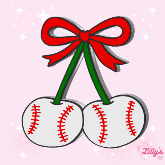 Baseball/Softball Cherries Coquette Straw Topper