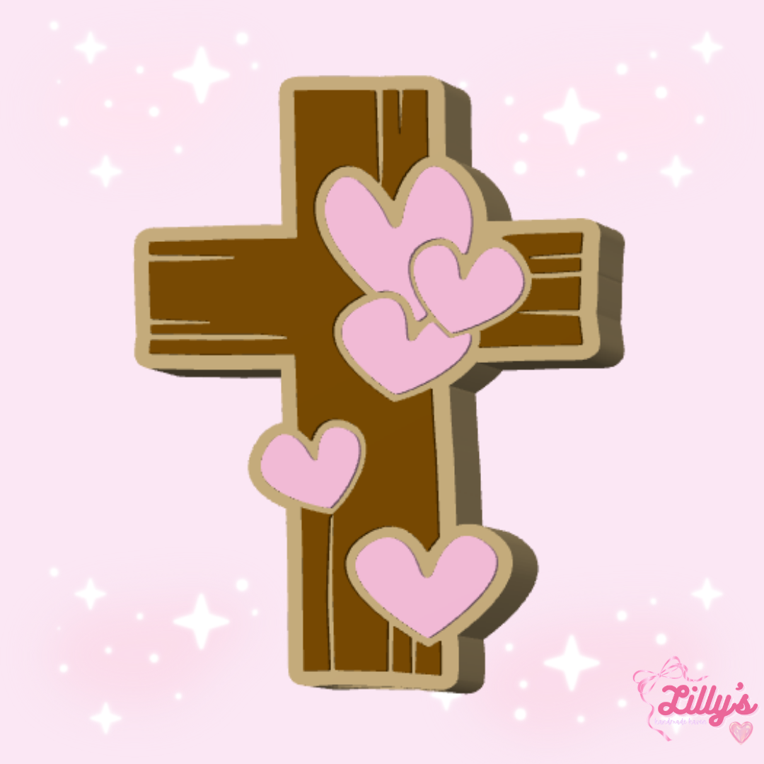 Cross with Hearts Straw Topper