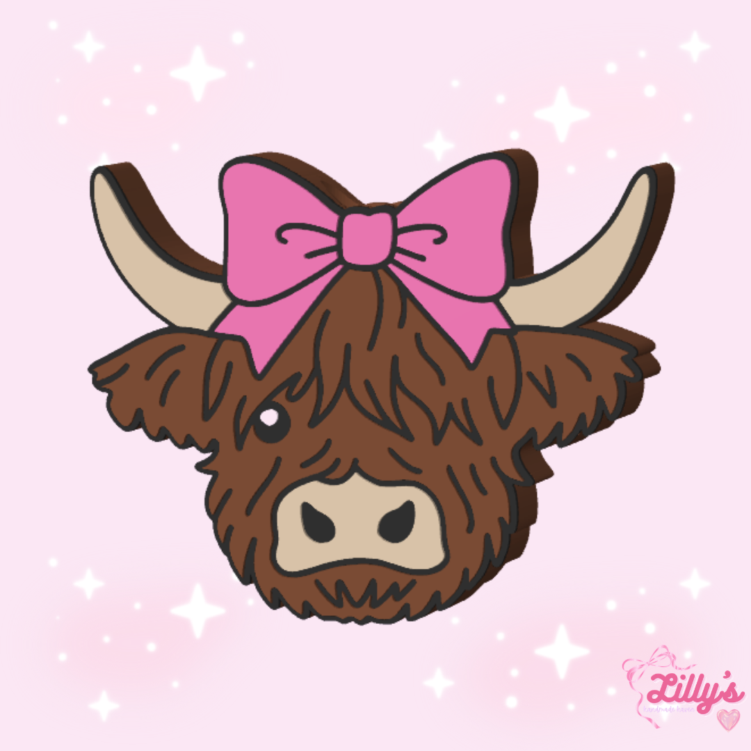Cow Face with Bow Straw Topper