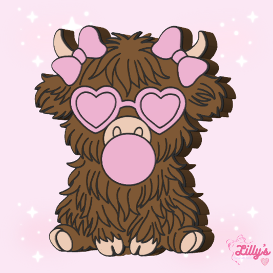 Cool Cow with Heart Sunglasses Straw Topper