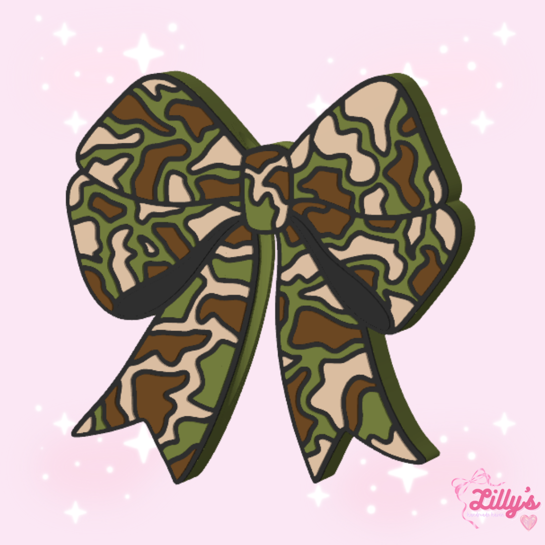 Camo Bow Straw Topper